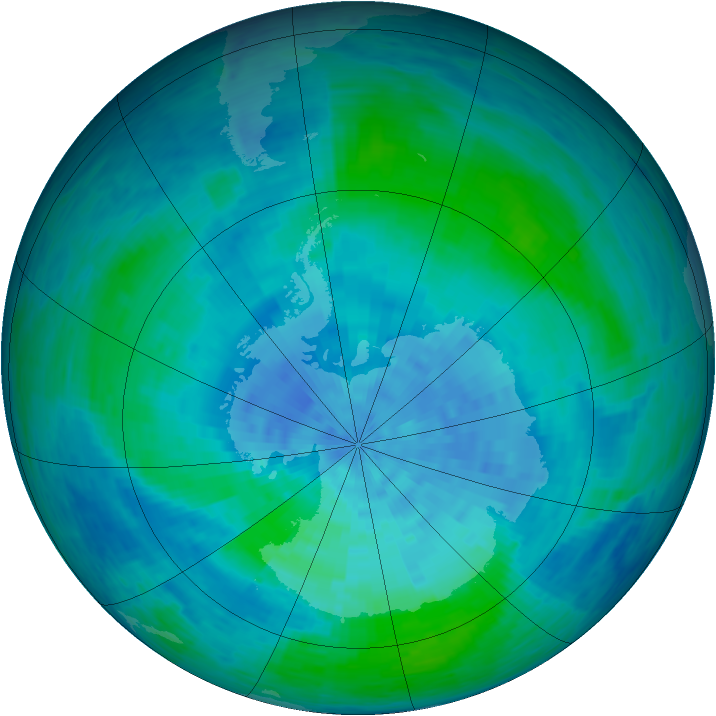 Antarctic ozone map for 22 February 1994